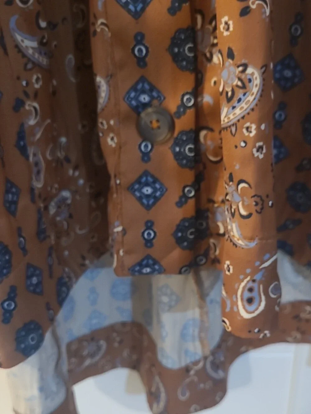 Free People Rust Tunic with Blue Paisley Motif